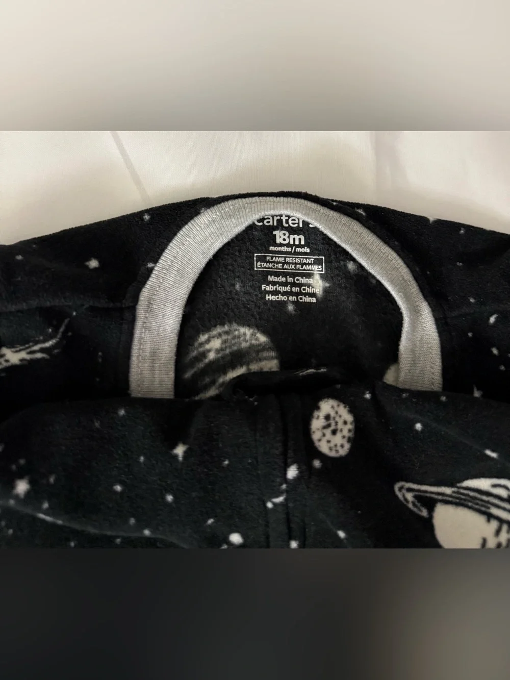 Carter’s Black & White Space Patterned Zip-Up Footed Pajama Onesie